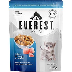 Ração Úmida Everest Cubos de Frango ao Molho para Gatos Filhotes 85g