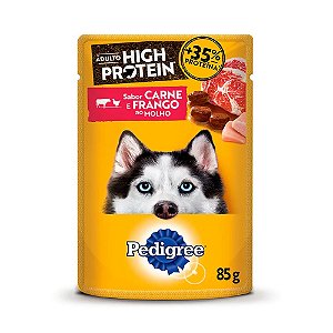 Pedigree Sachê Cães Adulto High Protein Carne e Frango ao molho 100g