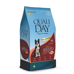 Qualiday para Cães Adultos Sabor Carne, Frango e Arroz