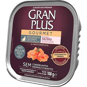 Gran Plus Gourmet Patê Gatos Adultos Castrados Bola de Pelo Salmão 100g