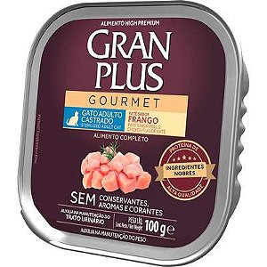 Gran Plus Gourmet Patê Gatos Adultos Castrados Frango 100g