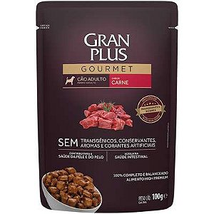 Gran Plus Sachê Cães Adultos Gourmet Carne 100g