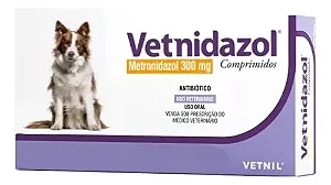 Vetnidazol 300mg Antimicrobiano Para Cães e Gatos Vetnil 10 Comprimidos