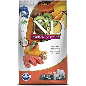 Ração N&D Tropical Selection Salmão Para Cães Adultos Raças Médias e Grandes