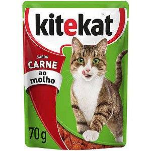 KiteKat Sachê Gatos Adultos Sabor Carne Ao Molho 70g