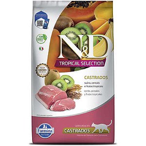 Ração Seca N&D Tropical Selection Suíno, Cereais e Frutas Tropicais para Gatos Adultos Castrados