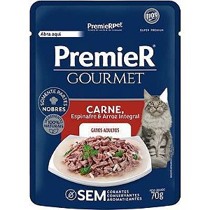 Premier Gourmet Sachê para Gatos Adultos Sabor Carne 70g