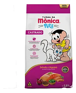 Turma Monica Racao Gato Adulto Castrado Salmao e Vegetais 2,5kg