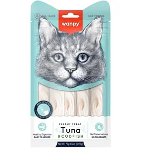 Wanpy Gato Creamy Atum e Bacalhau 70g (5x14g)