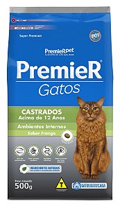 Ração Premier Ambientes Internos para Gatos Adultos Castrados acima de 12 anos Sabor Frango