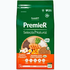 Ração Premier Seleção Natural para Cães Adultos Raças Pequenas Sabor Frango com Chia e Quinoa