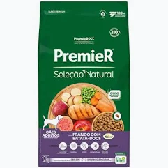 Ração Premier Seleção Natural para Cães Adultos Sabor Frango com Batata Doce 12kg