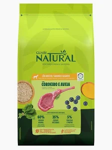 Ração Guabi Natural para Cães Adultos Porte Grande e Gigante Sabor Cordeiro e Aveia 12kg