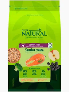 Ração Guabi Natural para Cães Adultos Porte Médio Sabor Salmão e Cevada