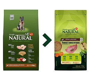Ração Guabi Natural para Cães Sênior Porte Médio e Grande Sabor Frango e Arroz Integral 12kg
