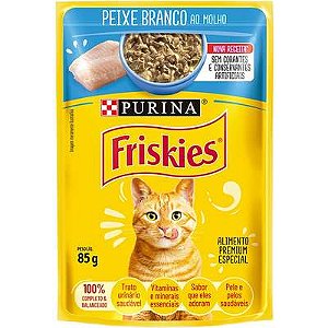 Friskies Sachê Gatos Adultos Peixe Branco Ao Molho 85g