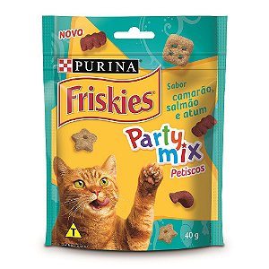 Friskies Petisco para Gatos Adultos Party Mix Camarão Atum e Salmão 40g