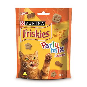 Friskies Petisco para Gatos Adultos Party Mix Frango Fígado e Peru 40g