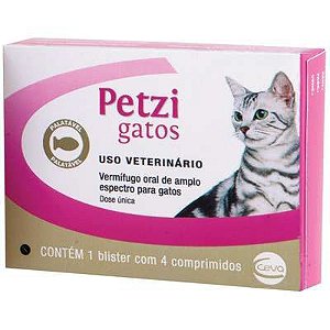 Petzi Vermífugo para Gatos com  4 Comprimidos