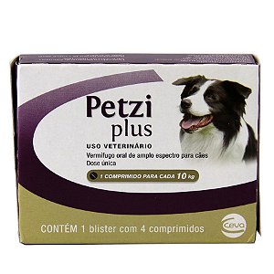Petzi Plus Vermífugos Cão 10kg   com 4 Comprimidos
