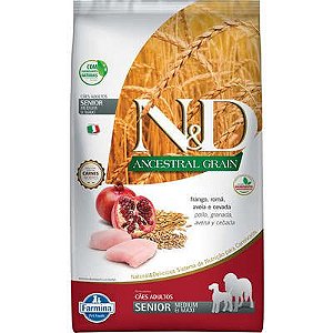 Ração  N&d Ancestral Grain Low Grain para Cães Sênior Frango Medium e Maxi Raças Médias e Grandes