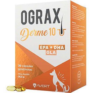 Suplemento Avert Ograx Derme 10 Cães e Gatos 30 Capsulas 28,5g