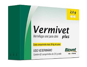 Vermífugo Vermivet Plus para Cães 2 Comprimidos 2,0g