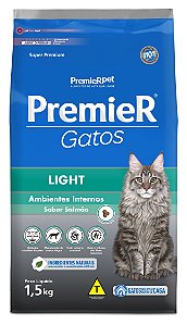 Ração Premier Ambientes Internos para Gatos Adultos Light Sabor Salmão