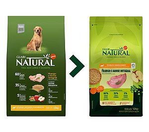 Ração Guabi Natural para Cães Adultos Porte Grande e Gigante Sabor Frango e Arroz Integral