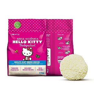 Areia Higienica Hello Kitty Biodegradavel Fina para Gatos 2kg
