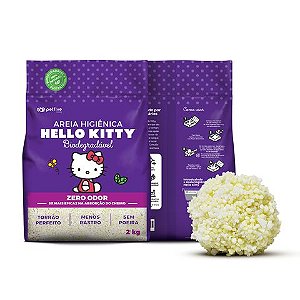 Areia Higienica Hello Kitty Biodegradavel Grossa para Gatos 2kg
