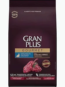 Gran Plus Gourmet para Gatos Castrados Adultos Sabor Ovelha e Arroz