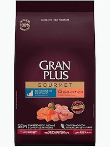 Gran Plus Gourmet para Gatos Castrados Adultos Sabor Salmão e Frango