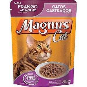 Ração Úmida Magnus Cat Sachê Frango ao Molho para Gatos Castrados 85g