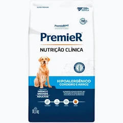 Ração Premier Nutrição Clínica para Cães Raças Médias e Grandes Hipoalergênica Cordeiro e Arroz