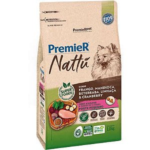 Ração Premier Nattu Cães adultos Raças Pequenas Sabor Frango e Mandioca 