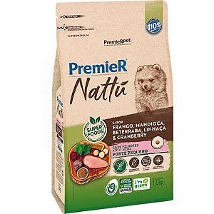 Ração Premier Nattu Cães Filhotes  Raças Pequenas Sabor Frango e Mandioca