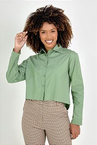 Camisa Algodão Manga Longa Frente Curta