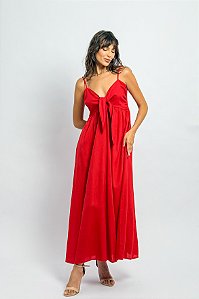 Vestido Midi Alcinha Laço Busto