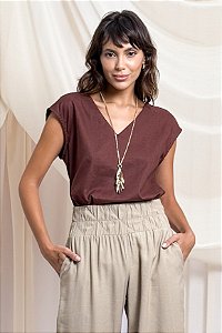 Blusa Decote V Tecidos Manga Japonesa