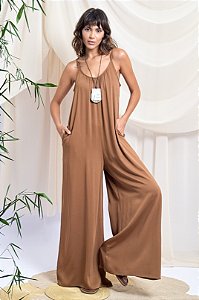 Macacão Amplo Longo Viscose Alcinhas