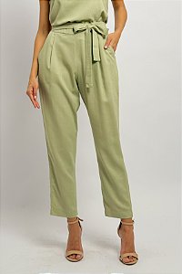 Calça Cenoura Viscolinho Amarração Cintura