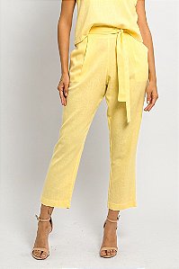 Calça Cenoura Viscolinho Amarração Cintura