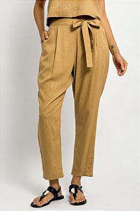 Calça Cenoura Viscolinho Amarração Cintura