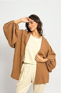 Kimono Liso Manga Bufante Punho Elástico