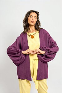 Kimono Liso Manga Bufante Punho Elástico