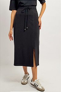 Saia Midi Moletinho Lisa Fenda Lateral