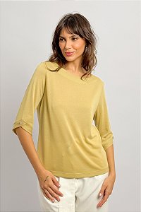 Blusa Básica Lisa Manga ¾ Botão