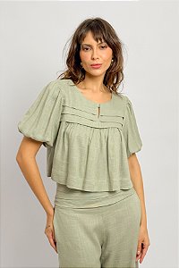 Blusa Bata Viscolinho Pregas