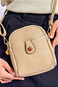 Bolsa Pequena Zíper Detalhe Botão